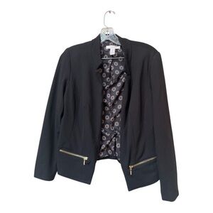 Black Stretch Zipper Pocket Blazer Open Front Business Casual | Chico’s